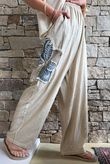 Lindin Linen Blend Crochet Flower Barrel Pant Washed Sandstone
